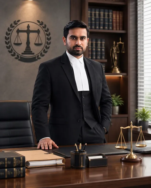 Prince Sharma standing at his desk in chambers